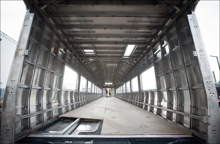 Stainless steel rail car interior